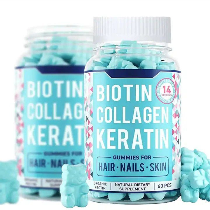 Oem Marca Privada Orgânica Vegana Starburst Goma doces Crescimento do cabelo unhas e cuidados da pele Vitaminas Colágeno Biotina Gumas