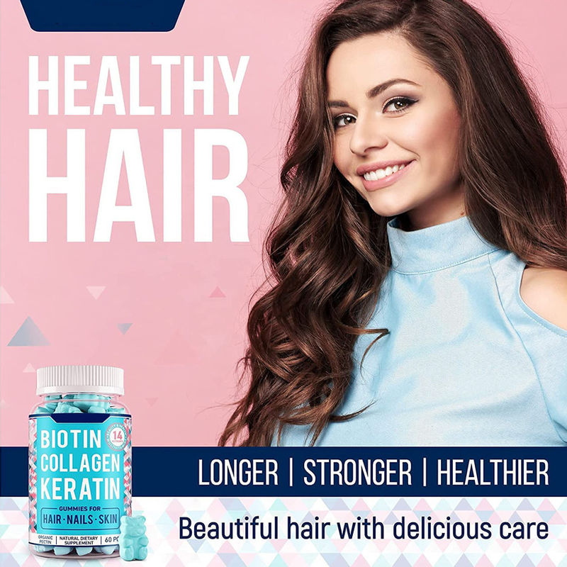 Oem Marca Privada Orgânica Vegana Starburst Goma doces Crescimento do cabelo unhas e cuidados da pele Vitaminas Colágeno Biotina Gumas