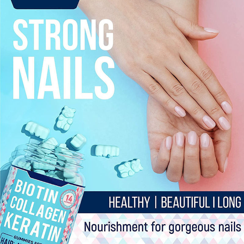 Oem Marca Privada Orgânica Vegana Starburst Goma doces Crescimento do cabelo unhas e cuidados da pele Vitaminas Colágeno Biotina Gumas