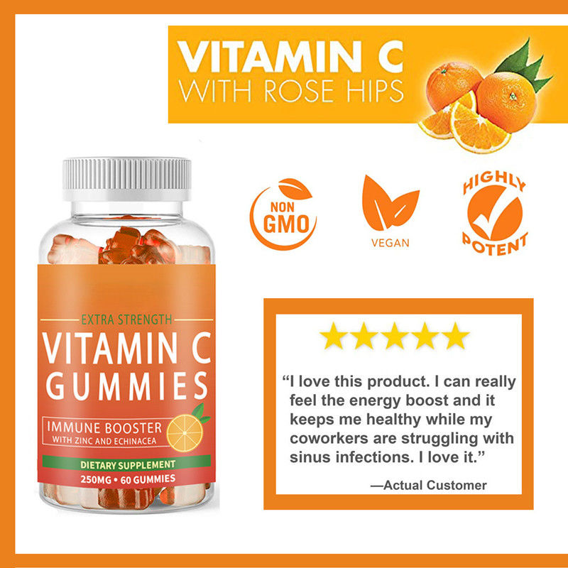 Oem Private Label Vitaminas e Suplementos Vitaminas C Gummies Para Branqueamento da Pele E Reforço da Imunidade