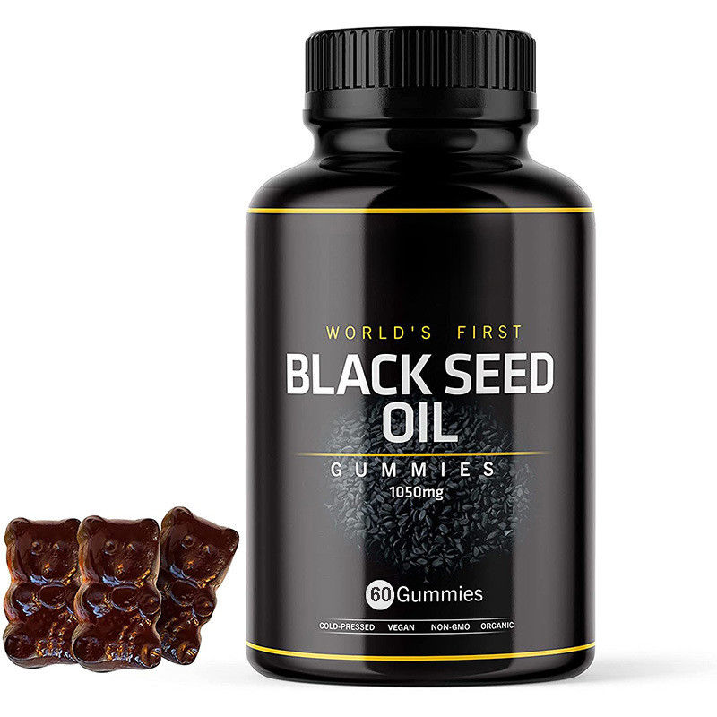 Oem Personalizado Suporte Imune Articulações Digestão Pele Brilhante Cabelo unhas Pele Óleo de Sementes Negras Gummies