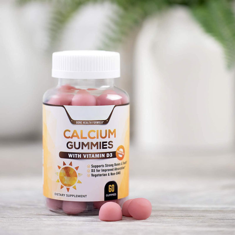 Oem Private Label Vegan Gummy Candy Calcio e Vitamina D3 Gummies para Adultos Apoiar ossos e dentes saudáveis