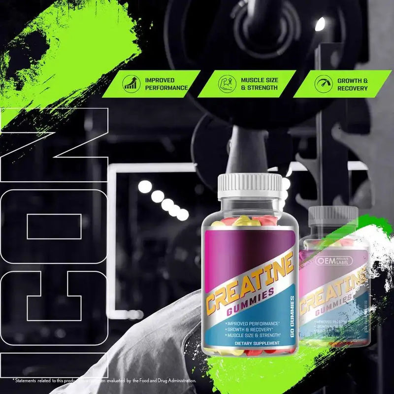 Suplementos Veganos de Marca Privada Bcaa Creatina Monohidrato Goma de Energia Pré Treino Goma de Creatina