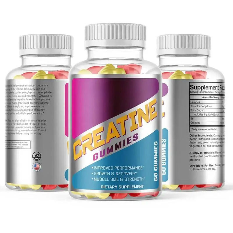 Suplementos Veganos de Marca Privada Bcaa Creatina Monohidrato Goma de Energia Pré Treino Goma de Creatina