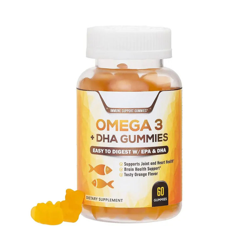 Rótulo Privado Vegan Kids Dha Gummy Candy Suplementos de Apoio ao Cérebro Inteligência Booster Óleo de Peixe Omega 3 Gummies