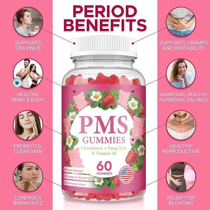 Gomes sem açúcar para aliviar o período Hormônio de equilíbrio Gomes para aliviar a dor menstrual das mulheres Gomes de suporte PMS