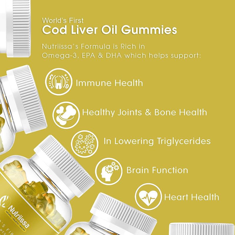 Óleo orgânico de fígado de bacalhau Goma de óleo de peixe Goma rica em ômega-3, Epa Dha, vitaminas
