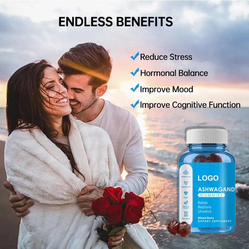 Caramelo de goma personalizado Ashwaganda Gummies Suplementos de saúde para melhorar a imunidade e um bom sono