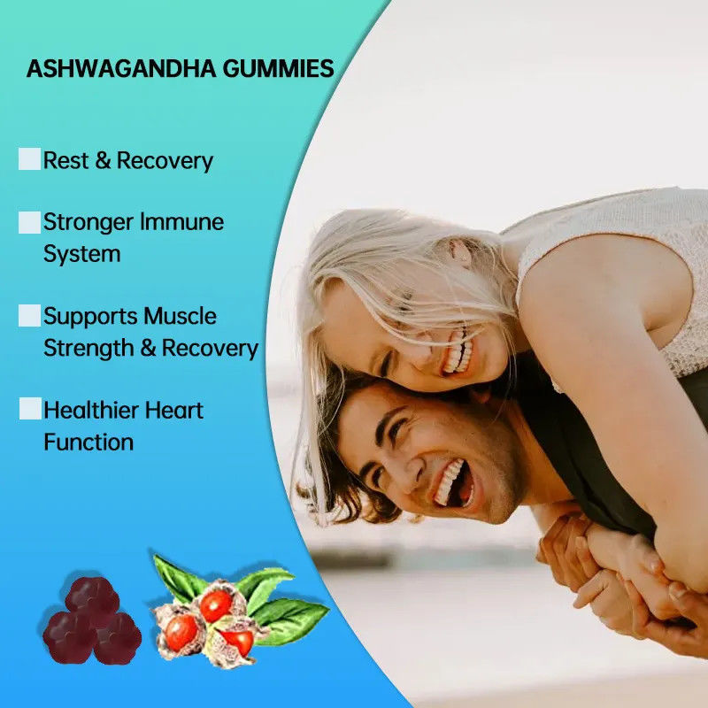 Caramelo de goma personalizado Ashwaganda Gummies Suplementos de saúde para melhorar a imunidade e um bom sono