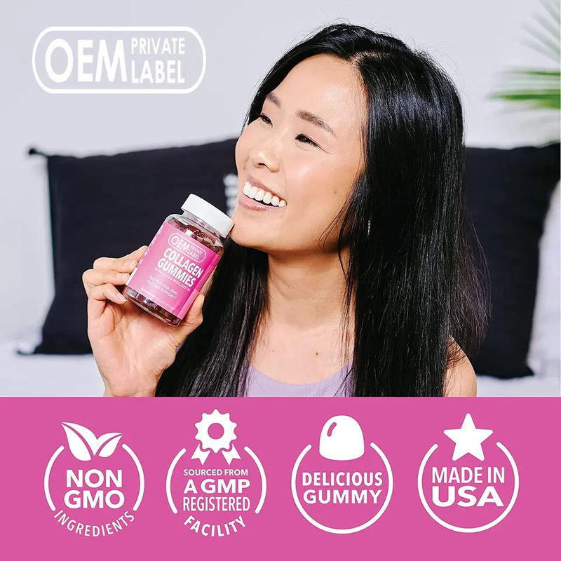 Cuidados de Saúde Marca Privada Gmp Fábrica Branqueamento da Pele Multivitaminas Suplemento de Colágeno Doces Gummy