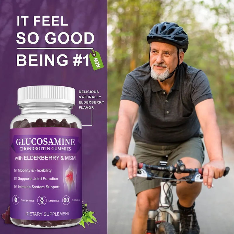 Produto original de marca privada Msm Suplemento para idosos Glucosamina Chondroitin Gummies com suporte articular e antioxidante Imune