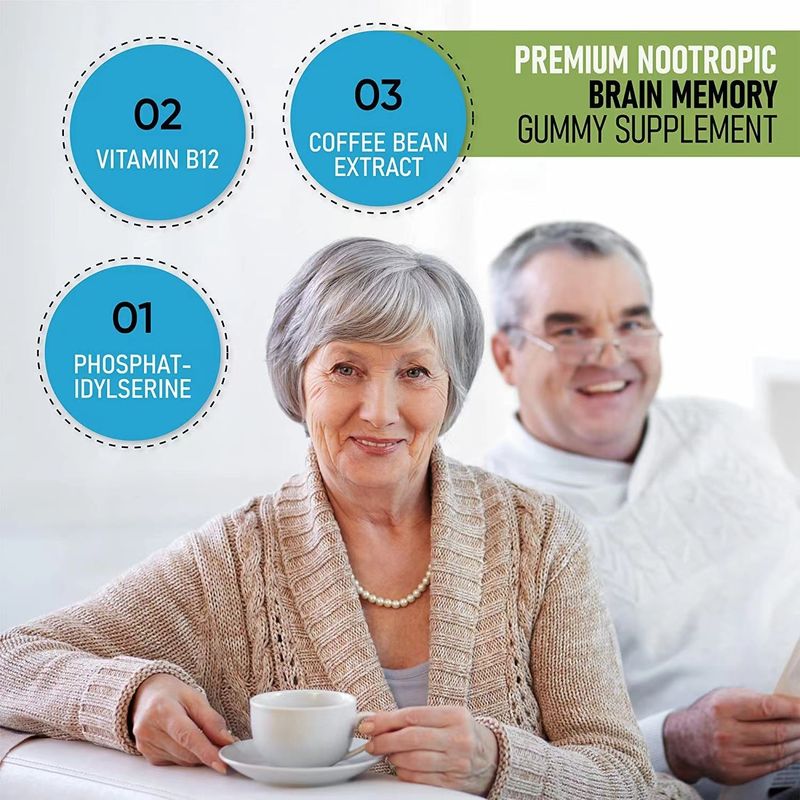 Oem Private Label Vegan Gummy Candy Focus Aumentar a Memória Nootrópicos Suplemento de Fortalecimento do Cérebro Nootrópicos Gummies