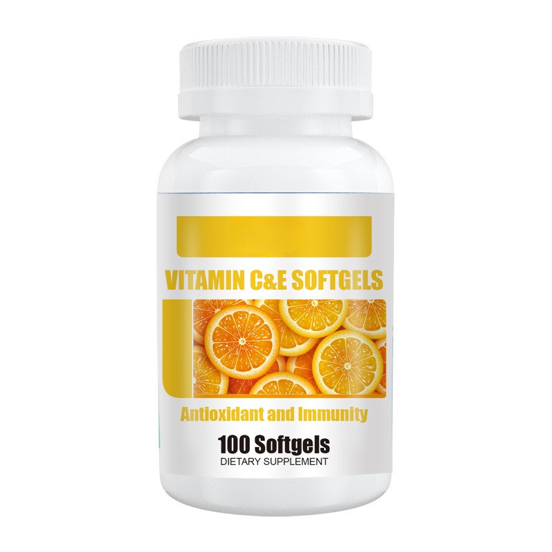 Oem Private Label Customized Halal Vitamin E Softgels Aumentar a Imunidade Vitamina C + Vitamina E cápsulas para clareamento da pele