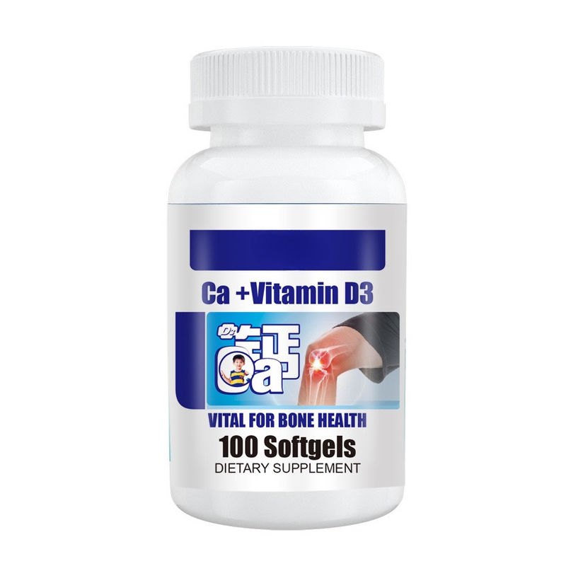 Oem Private Label Custom Softgel Capsules Suplementos de cálcio e vitamina D3 para melhorar o crescimento saudável dos ossos e tee