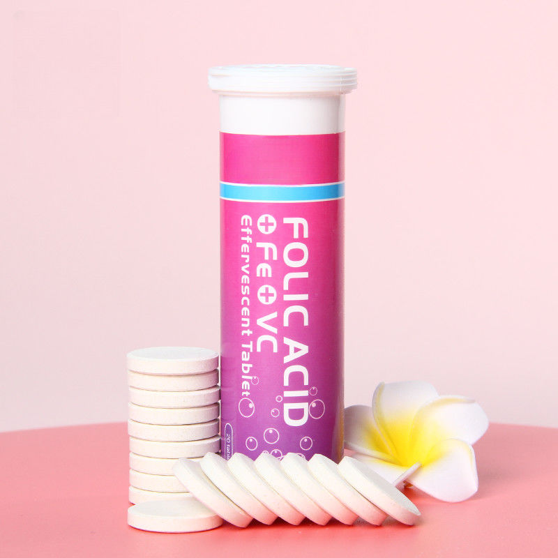 Oem Private Label Formula Personalizada Mulheres Suplemento Dietético Ácido Fólico Efervescente Comprimido Para Gravidez